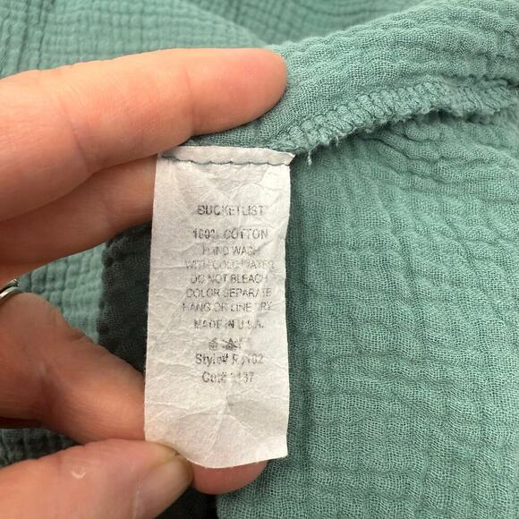 Bucket List Romper Green 100% Cotton One Size *Stained* Project Piece - Picture 7 of 7